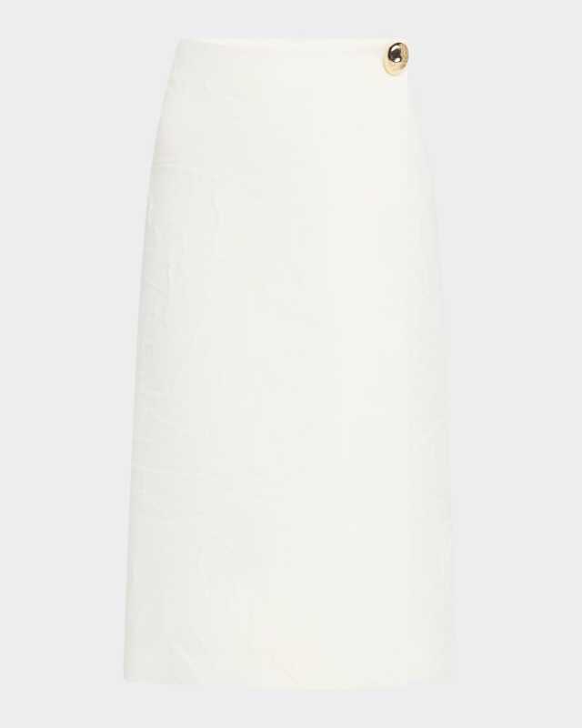 Crinkled Wool Jacquard Midi Skirt